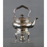 A silver kettle on stand, with silver burner, Henry Archer & Co., Sheffield 1926, 36.93toz.