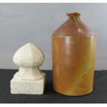 A British WWI rum jar, used by the Service Rations Department, impressed SRD, together with a marble