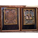 Two mid 20th century Tibetan Tangkas, painted on silk panels.