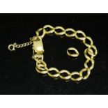 A 9ct gold chain link bracelet and safety chain, 29.3g.