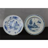 Two Delft blue and white plates, 18th century.