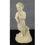 A 19th century marble figure of a boy holding a blanket, possibly Italian, 44cm high.