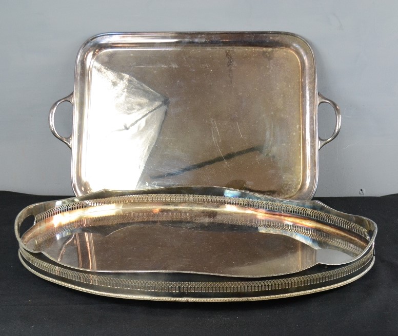 Two silver plated trays, one by Elkington.