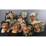 A group of Royal Doulton character jugs, to include Scaramouch D6814, The London Bobby D733, Robin