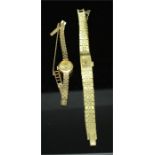 A Rotary 9ct gold ladies wristwatch with safety chain, total 13.9g, togther with another watch.