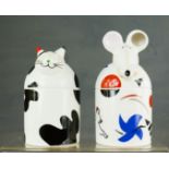 Villeroy & Boch, jars in the form of a rat and a cat.