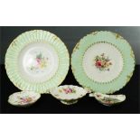 Royal Crown Derby 'Derby Posies' pattern; three dishes of various form, knife, and two large