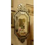 A Venetian style glass wall mirror, with etched decoration.