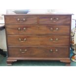 A Georgian mahogany chest of drawers, two over three long graduated drawers, raised on ogee feet.