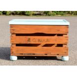 An apple crate converted into a garden table/box.