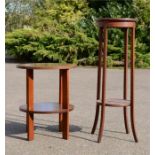 A mahogany circular top side/coffee table, together with a mahogany jardinere stand; 100cm high.