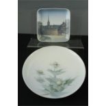 A Royal Copenhagen dish, 426 to the base, 20cm diameter, and a Denmark square dish; no 539/Y55L to