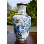 A Chinese cloisonne vase, depicting peonies, 26cm high.