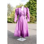 Wim Hemmink, London, purple satin evening dress and jacket, size 10.