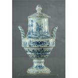 A Delft blue and white jar & cover.