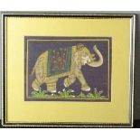 An Indian gouache on paper depicting an elephant dressed in carnival ware.