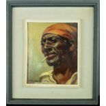 Karol Kossak (1896-1975): portrait of a man smoking, oil on canvas, signed lower left, 26 by 21cm.