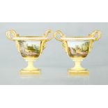 A pair of Flight Barr & Barr porcelain urns; inscribed to the bases; Flight Barr & Barr Royal