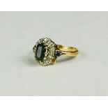 A 9ct gold, sapphire and diamond ring, 3.6g.