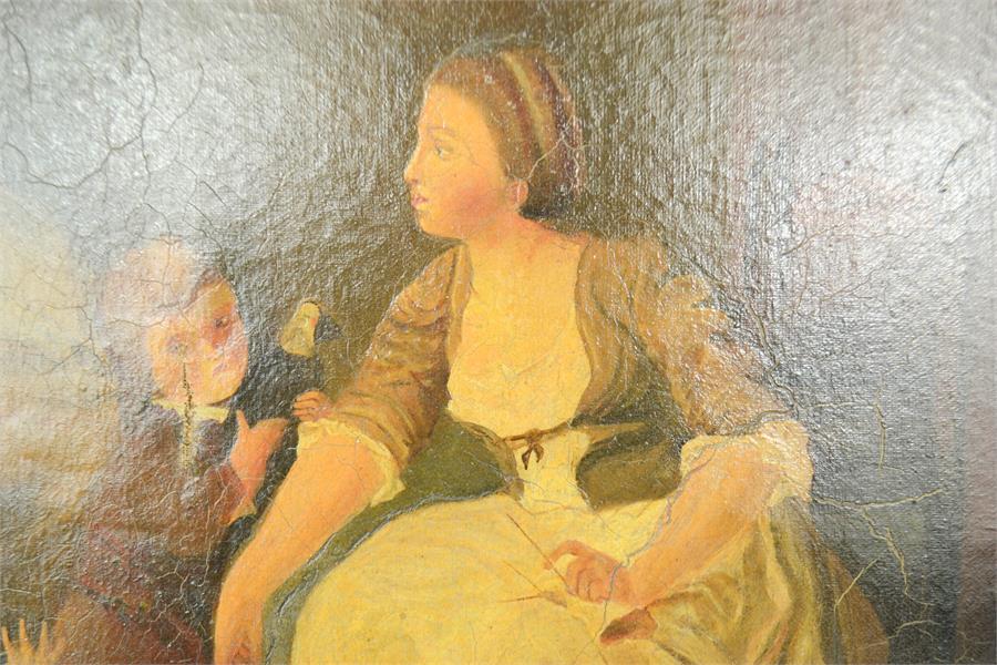 G Bouwers? oil on canvas depicting a nanny and two children, signed indistinctly, 49 by 39cm. - Bild 2 aus 3