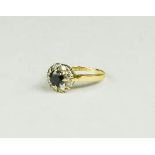 A 9ct gold sapphire and diamond ring, 3.0g.