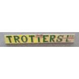 A Trotters Ltd painting advertising shop sign, 22 by 164cm.