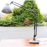 A black angle poise lamp.