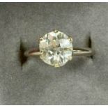 A white gold and diamond solitaire ring, old european cut diamond approximately 2.78ct, 4.6g total.