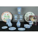 A quantity of blue Wedgwood Jasperware etc.