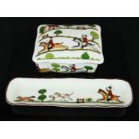 A Crown Staffordshire fine bone china dressing table trinket box and dish.