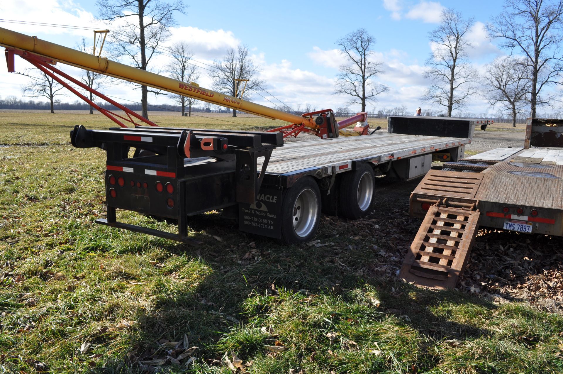 2001 48' Transcraft step deck trailer, spread axle, rear forklift carrier for Prinston forktruck, - Image 6 of 11