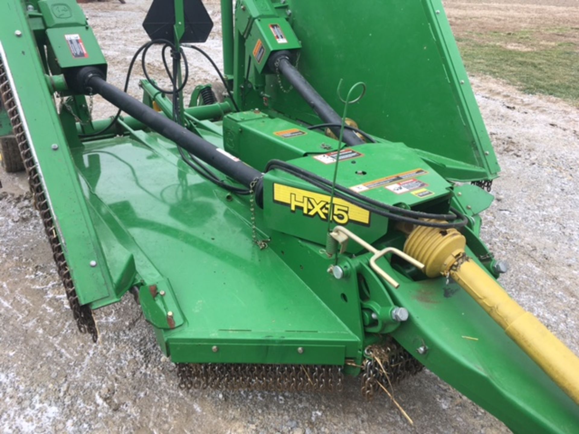 15’ John Deere HX15 Batwing mower, hyd. fold, 1000 pto, chain kit, stump jumpers, like new, severe - Image 2 of 9