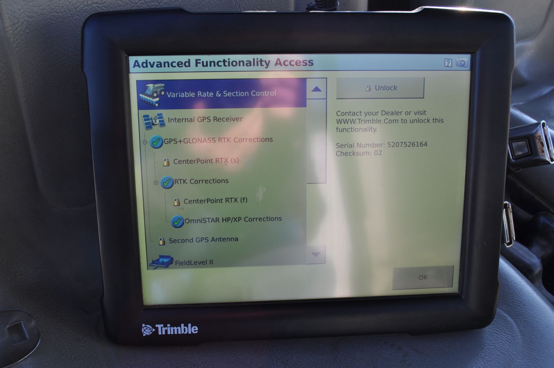 Trimble FMX display unlocked to CenterPoint RTK, OmniSTAR HP/XP/G2 Corrections, and GLONASS