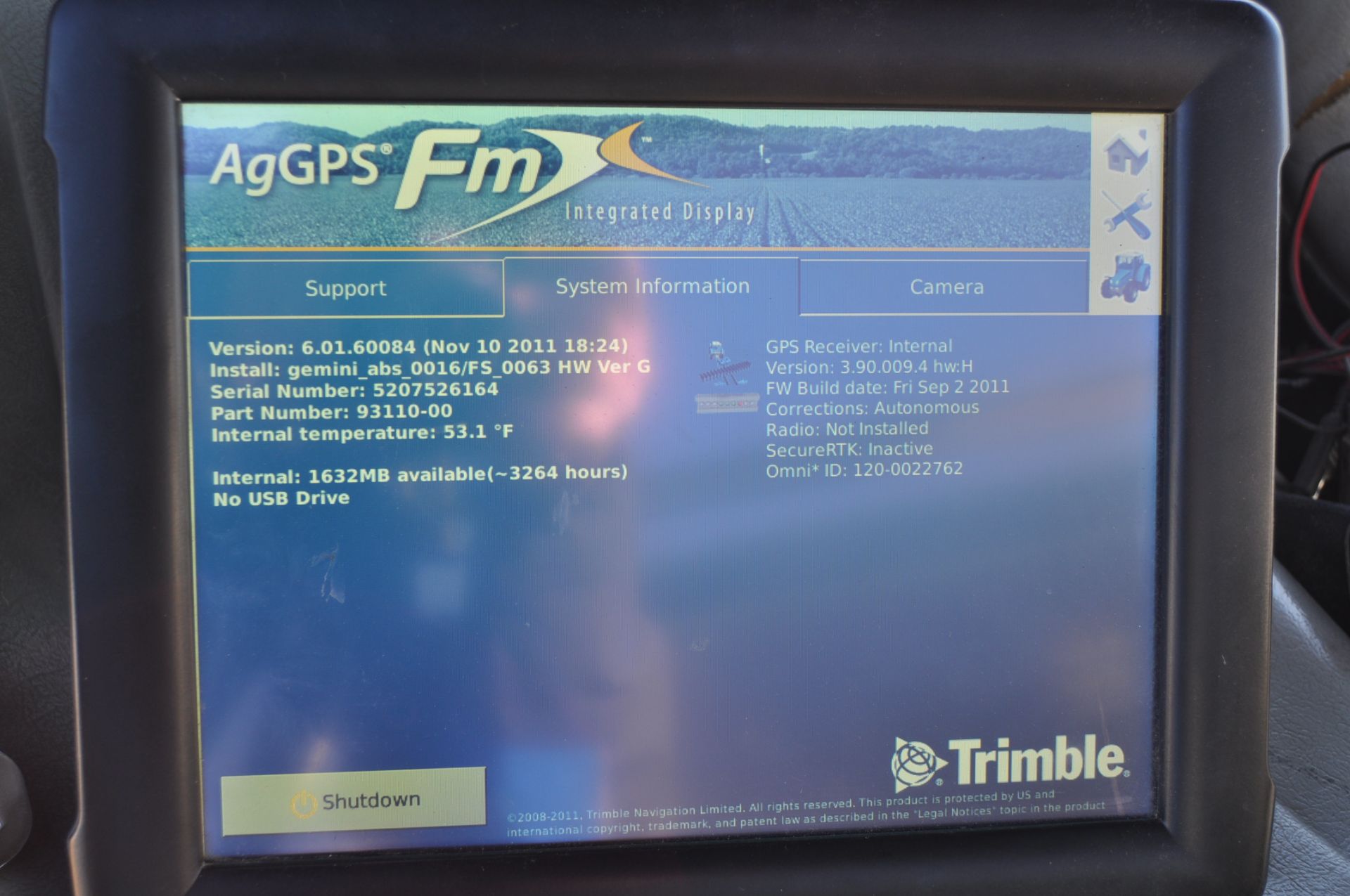 Trimble FMX display unlocked to CenterPoint RTK, OmniSTAR HP/XP/G2 Corrections, and GLONASS - Image 4 of 5