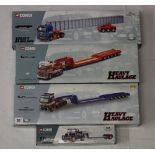 Four Corgi 1:50 Heavy Haulage models: 76802 J R Dunkerley MAN tractor unit,