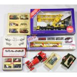 Siku 4310 1:55 scale latticed mast crane and 4017 transporter set with five cars, boxed, etc.