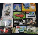 Thirteen model kits including Airfix HMS Victory 1765, Mercedes Benz 300,