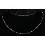 9ct gold and white gold neck chain, 43cm long, 8.