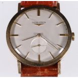 1960's Gents 9ct gold Longines wrist watch,