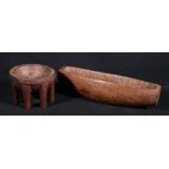 Fijiian Kava bowl on seven legs, incised decoration to the flat rim and side 11cm,