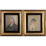 ENGLISH SCHOOL (circa 1820) Half length portraits of a Gentleman and Lady Watercolour and pencil,