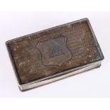 Victorian silver snuff box, relating to the Liverpool Corporation, maker Francis Clark,