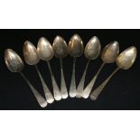 Set of eight Scottish Provincial silver dessert spoons by William Jamieson of Aberdeen marks WJ ABD