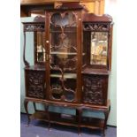 Late Victorian carved mahogany display cabinet,