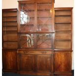 Victorian breakfront mahogany library bookcase,