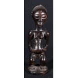 DRC standing female fertility figure with pregnant belly with swept back straight hair,