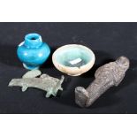 Group of Antiquities including blue glazed pot,