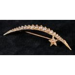 15ct gold crescent brooch set with seed pearls CONDITION REPORT: No makers mark only