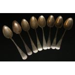 Set of eight Scottish Provincial silver tablespoons by William Jamieson of Aberdeen marks WJ ABD