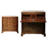 George III mahogany secretaire chest with fitted drawer over three long drawers on bracket feet,